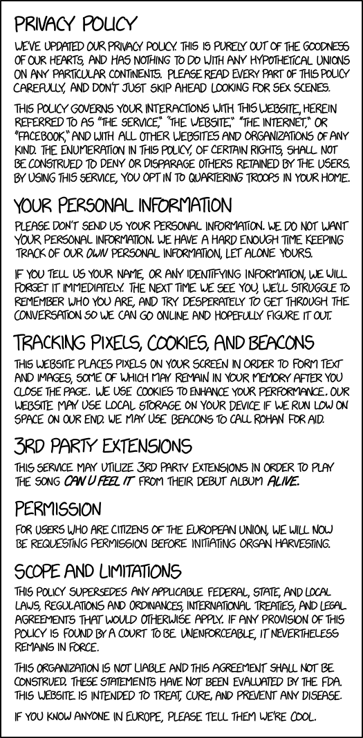 Funny Privacy Policy XKCD